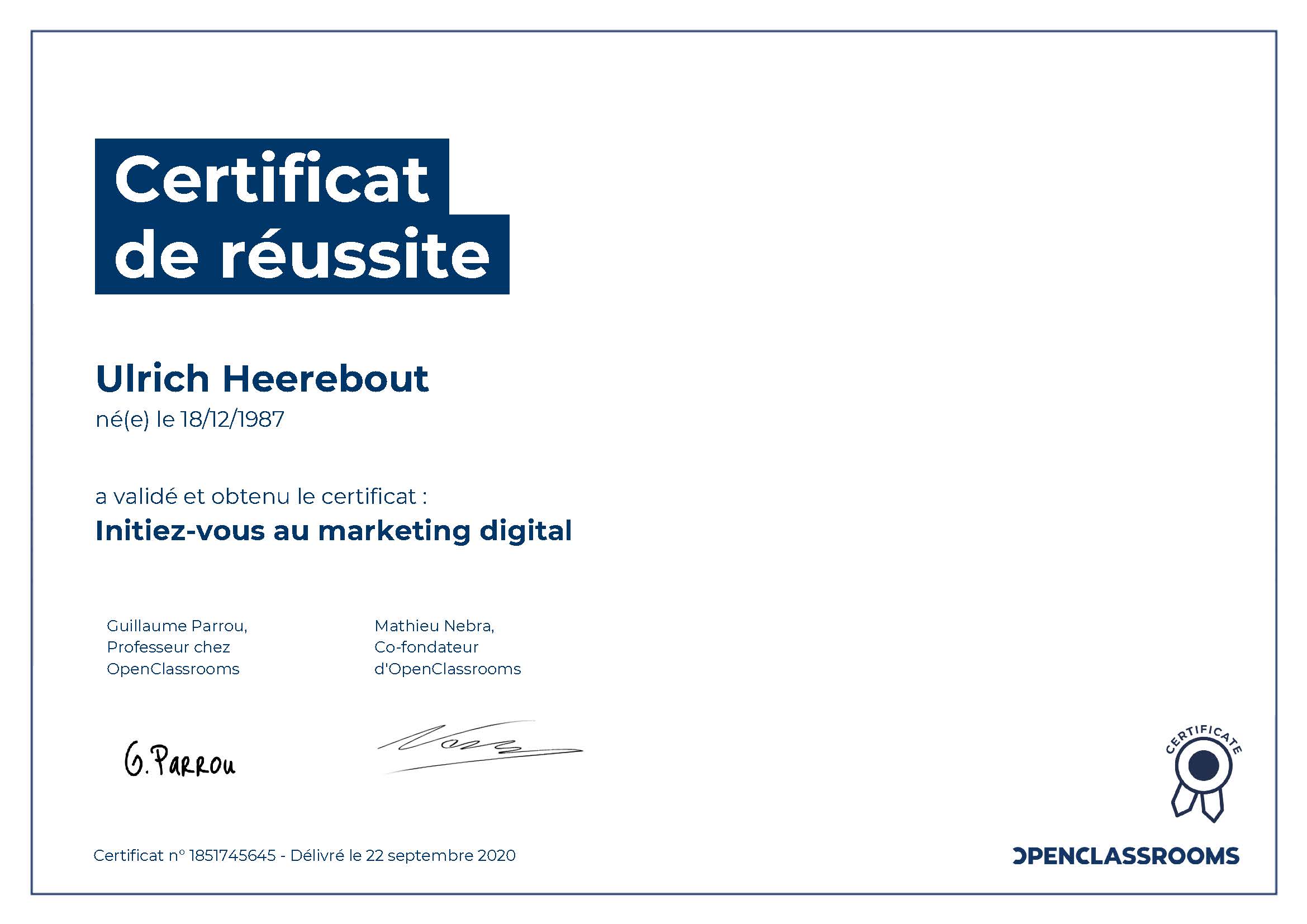 Certificat de compétence : Initiez-vous au marketing digital